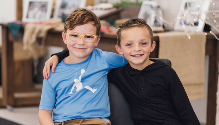 Two boys hanging out together at school